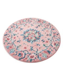 Round Floral Shag Pink/Blue Area Rug (synthetic illustration; no displayed measurements)
