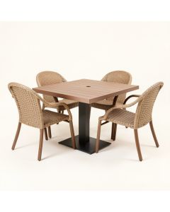 Bearden 3-Piece Commercial-Grade Patio Set With 2 Woven Dining Chairs And A (synthetic illustration; no displayed measurements)