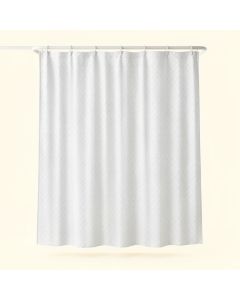 Brook Bend Shower Curtain Hanging Flat From A Plain Rod - White (synthetic illustration; no displayed measurements)