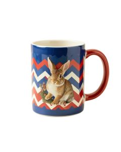 Smyth Image Of Peter Rabbit Scene On Chevron Stripes Coffee Mug