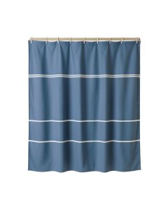 Wren Brook Shower Curtain Hanging Flat From A Plain Rod - Blue (synthetic illustration; no displayed measurements)