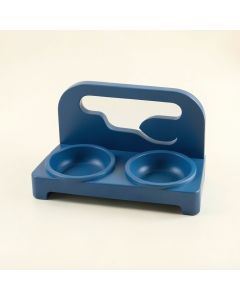 Hazel Edge Pet Feeding Stand With Two Plain Empty Bowls - Blue (synthetic illustration; no displayed measurements)