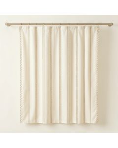 Oak Edge Shower Curtain Hanging Flat From A Plain Rod - Ivory (synthetic illustration; no displayed measurements)