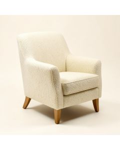 Upholstered Queen Anne Back Arm Chair In Ivory Tweed Chenille (synthetic illustration; no displayed measurements)