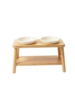 Vale Arc Pet Feeding Stand With Two Plain Empty Bowls - Ivory