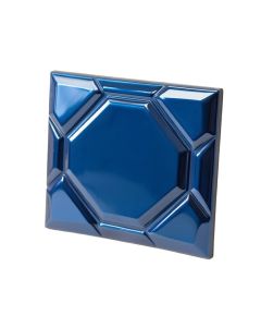 Faceted 2 '' X 6 '' Beveled Glass Mosaic Tile In Glossy Metallic/Blue