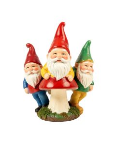 Garden Gnomes On Mushrooms Statue
