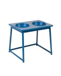 Spruce Bend Pet Feeding Stand With Two Plain Empty Bowls - Blue