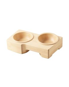 Hazel Crossing Pet Feeding Stand With Two Plain Empty Bowls - Beige (synthetic illustration; no displayed measurements)