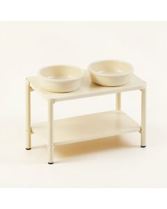 Clay Falls Pet Feeding Stand With Two Plain Empty Bowls - Ivory (synthetic illustration; no displayed measurements)