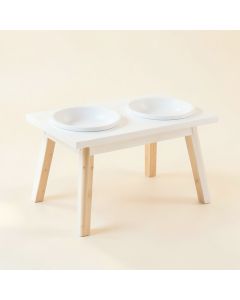 Ash Falls Pet Feeding Stand With Two Plain Empty Bowls - White (synthetic illustration; no displayed measurements)