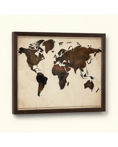 World Map By Fireside Home - Picture Frame Graphic Art Print On Wood (synthetic illustration; no displayed measurements)