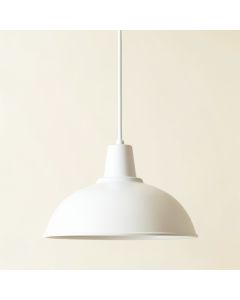 Oak Dale Pendant Light Suspended From One Plain Cable - White (synthetic illustration; no displayed measurements)