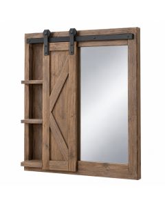 Linglestown Barn Door With Shelves Accent Mirror