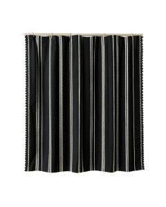Sage Dell Shower Curtain Hanging Flat From A Plain Rod - Black