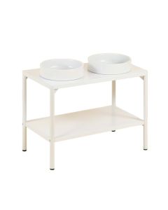 Rowan Bluff Pet Feeding Stand With Two Plain Empty Bowls - White (synthetic illustration; no displayed measurements)
