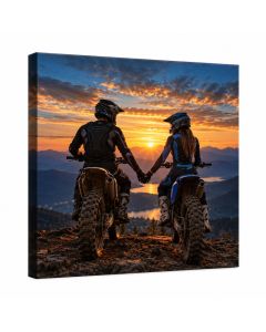 Dirt Bike Motocross Couple Biker Girl - Wrapped Canvas Graphic Art Print