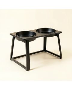 Summit Crossing Pet Feeding Stand With Two Plain Empty Bowls - Black (synthetic illustration; no displayed measurements)