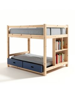 Amelia Twin Loft Bed With Drawers And Bookcase (synthetic illustration; no displayed measurements)