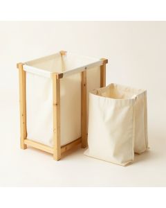 Hazel Branch Laundry Sorting Station With Plain Removable Bags - Cream (synthetic illustration; no displayed measurements)