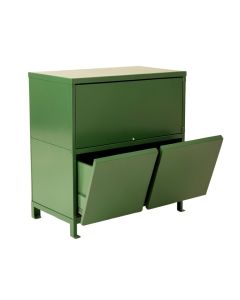 Wren Bluff Freestanding Pull-Out Hamper Cabinet - Green