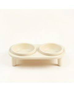 Elm Field Pet Feeding Stand With Two Plain Empty Bowls - Ivory (synthetic illustration; no displayed measurements)