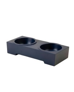 Reed Branch Pet Feeding Stand With Two Plain Empty Bowls - Navy