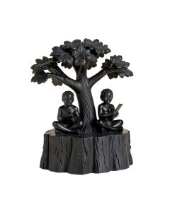 Cerys Two Kids On A Tree Log Reading Statue