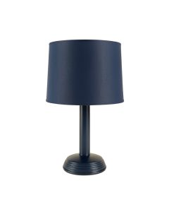 Olive Arc Table Lamp With A Plain Fabric Shade - Navy (synthetic illustration; no displayed measurements)