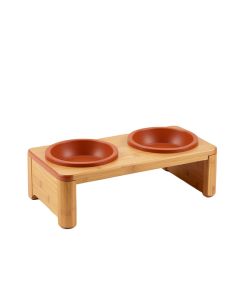 Holly Falls Pet Feeding Stand With Two Plain Empty Bowls - Terracotta