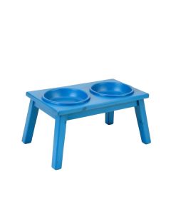 Briar Bluff Pet Feeding Stand With Two Plain Empty Bowls - Blue