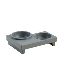 Summit Bend Pet Feeding Stand With Two Plain Empty Bowls - Gray