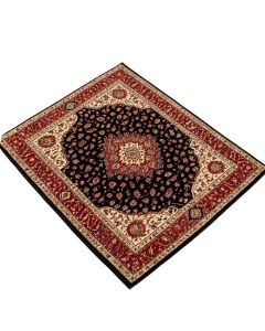 Oh Oriental Machine Made Power Loom Wool/Polyester Black/Red/Beige Area Rug