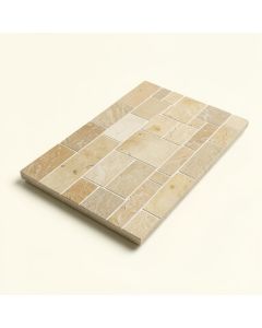 Random Sized Natural Stone Mosaic Tile In Tan/Beige (synthetic illustration; no displayed measurements)
