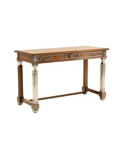 Console Table In Weatsyaned Oak & Antique Silver