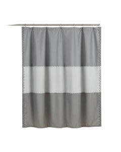 Cove Falls Shower Curtain Hanging Flat From A Plain Rod - Gray