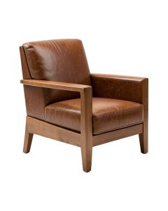 Fifth Ave 32 '' Wide Top Grain Leather Armchair (synthetic illustration; no displayed measurements)