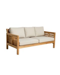 88.5 '' Wide Outdoor Teak Patio Sofa With Cushions (synthetic illustration; no displayed measurements)