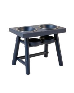 River Edge Pet Feeding Stand With Two Plain Empty Bowls - Navy