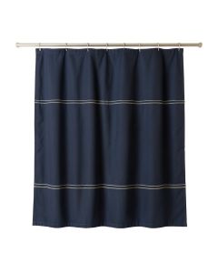 Reed Crest Shower Curtain Hanging Flat From A Plain Rod - Navy (synthetic illustration; no displayed measurements)