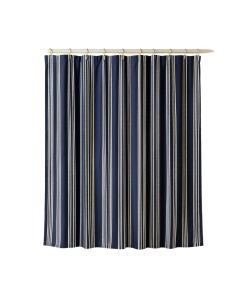 Spruce Bridge Shower Curtain Hanging Flat From A Plain Rod - Navy (synthetic illustration; no displayed measurements)