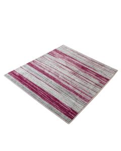 Crites Stripe Hand-Tufted Wool Silver/Magenta Rug
