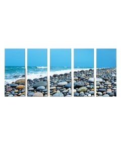 Blue Seashore With Pebble Stones 5 Piece Wall Art On Wrapped Canvas Set