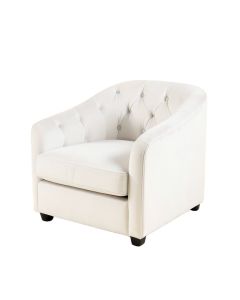 Tufted Velvet Side Chair In White