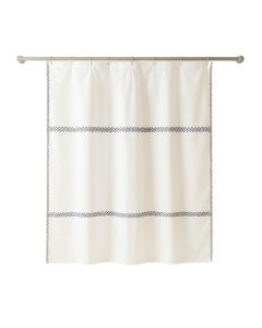 Vale Crossing Shower Curtain Hanging Flat From A Plain Rod - White