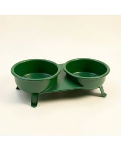 Wren Bluff Pet Feeding Stand With Two Plain Empty Bowls - Green (synthetic illustration; no displayed measurements)