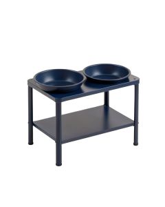 Birch Bridge Pet Feeding Stand With Two Plain Empty Bowls - Navy (synthetic illustration; no displayed measurements)