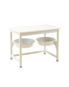 Fern Canyon Pet Feeding Stand With Two Plain Empty Bowls - White (synthetic illustration; no displayed measurements)