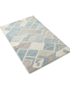 Lena Geometric Tufted Wool Sky Blue/Light Gray Area Rug