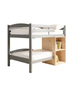 Miacomet Twin Over Full L Solid Wood Bunk Bed With Bookcase And Shelves
